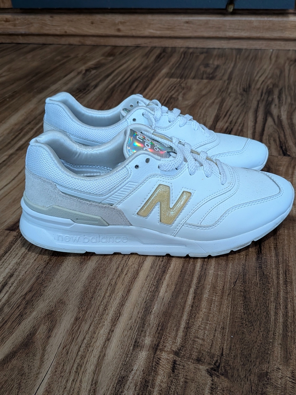 New Balence 997H Gold And White Sneakers